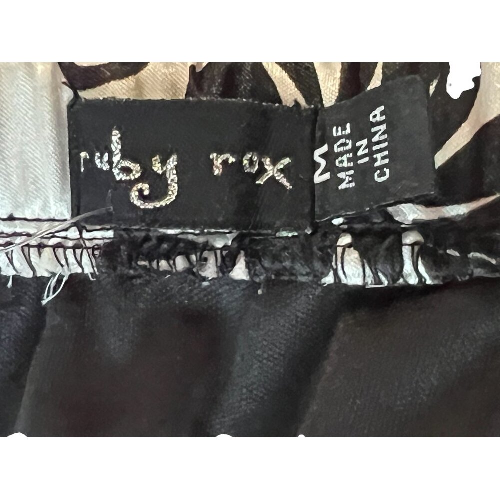 Ruby Rox Womens Halter Dress Size M Satin Floral Black & White Lined with ruffle - Picture 10 of 15